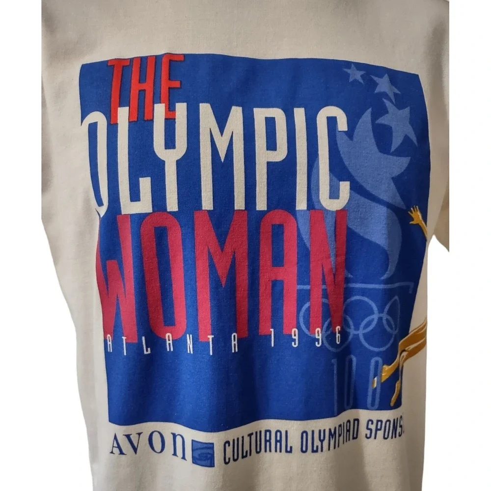 The Olympic Women's Size L Avon Sponsor T-Shirt Vintage 90s 1996 Atlanta Games‎